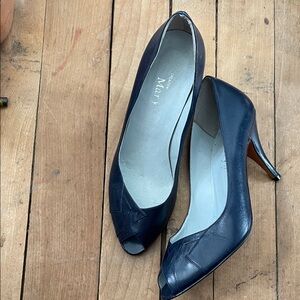 New old Vintage Navy Peep-Toe Heels